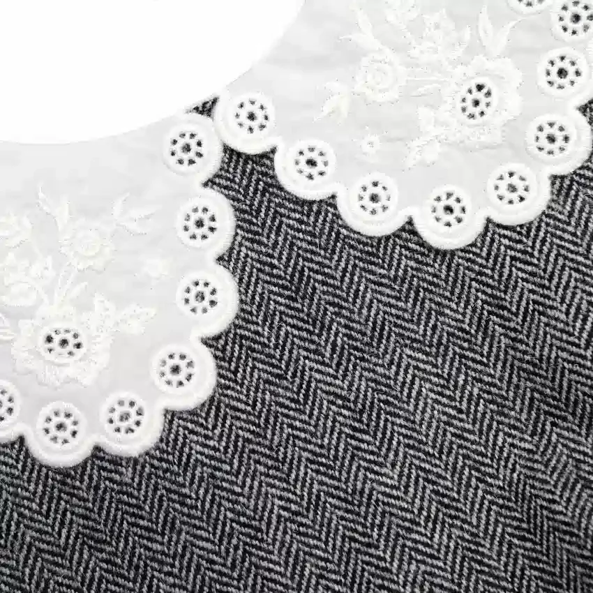 Grey Herringbone Collared Mini Dress Grey Herringbone Collared Mini Dress