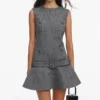 Grey Herringbone Flared Mini Dress Grey Herringbone Flared Mini Dress