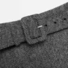 Grey Herringbone Flared Mini Skirt