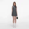 Grey Herringbone Scarf Detail Mini Dress Grey Herringbone Scarf Detail Mini Dress