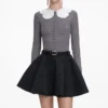 Grey Lace Collar Knit Top