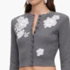 Grey Lace Flower Knit Cardigan