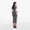 Grey Peplum Knit Midi Dress Grey Peplum Knit Midi Dress