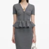 Grey Peplum Knit Midi Dress Grey Peplum Knit Midi Dress