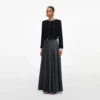 Grey Pleated Maxi Skirt