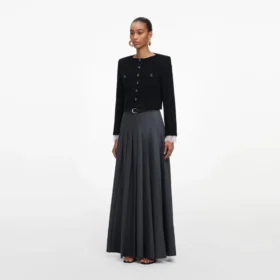 Grey Pleated Maxi Skirt