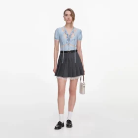 Grey Pleated Mini Skirt
