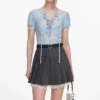 Blue Viscose Lace Top