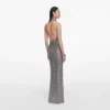 Grey Rhinestone Drape Maxi Dress