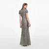 Grey Rhinestone Mesh Wrap Maxi Dress