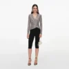 Grey Rhinestone Mesh Wrap Top