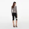 Grey Rhinestone Mesh Wrap Top