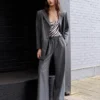 Grey Rhinestone Pinstripe Trousers Grey Rhinestone Pinstripe Trousers