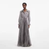 Grey Satin Pleated Maxi Dress Grey Satin Pleated Maxi Dress
