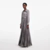 Grey Satin Pleated Maxi Dress Grey Satin Pleated Maxi Dress