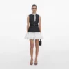 Grey Tailored Cotton Frill Mini Dress Grey Tailored Cotton Frill Mini Dress