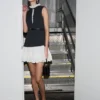 Grey Tailored Cotton Frill Mini Dress Grey Tailored Cotton Frill Mini Dress