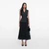 Grey Tailored Polka Dot Midi Dress