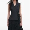 Grey Tailored Polka Dot Midi Dress