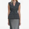Grey Tailored Satin Maxi Dress