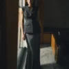 Grey Tailored Satin Maxi Dress