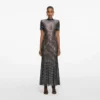 Gunmetal Rhinestone Mesh Midi Dress