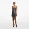 Gunmetal Rhinestone Mesh Mini Dress