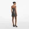 Gunmetal Rhinestone Mesh Mini Dress