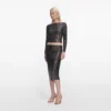Gunmetal Rhinestone Midi Skirt