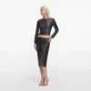 Gunmetal Rhinestone Midi Skirt