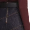 Indigo Denim Belted Midi Skirt