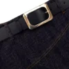 Indigo Denim Belted Midi Skirt