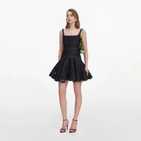 Indigo Denim Bow Embroidered Mini Dress Indigo Denim Bow Embroidered Mini Dress