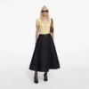 Indigo Denim Flared Midi Skirt
