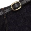 Indigo Denim Flared Midi Skirt