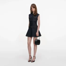 Indigo Denim Flared Mini Dress