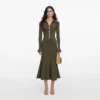 Khaki Knit Midi Skirt