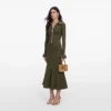 Khaki Knit Midi Skirt