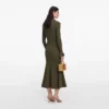 Khaki Knit Midi Skirt
