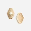 Large Hammered Gold Pearl Earrings