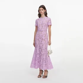 Lilac Lace Midi Dress