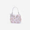 Lilac Satin Floral Beaded Tote Bag