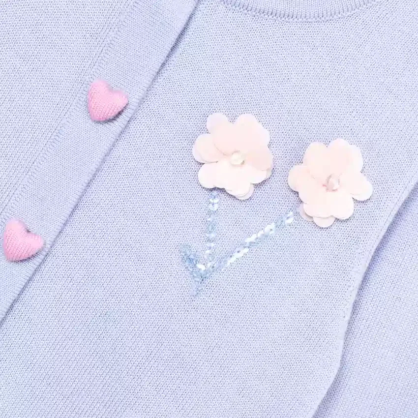 Lilac Sequin Flower Embroidered Knit Cardigan Lilac Sequin Flower Embroidered Knit Cardigan