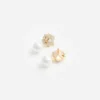 Mini Gold Crystal Flower Pearl Earrings