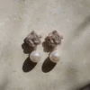 Mini Gold Crystal Flower Pearl Earrings