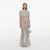Mint Embellished Cape Maxi Dress