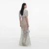 Mint Embellished Cape Maxi Dress