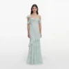 Mint Embroidered Georgette Maxi Dress