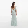 Mint Embroidered Georgette Maxi Dress