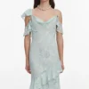 Mint Embroidered Georgette Maxi Dress